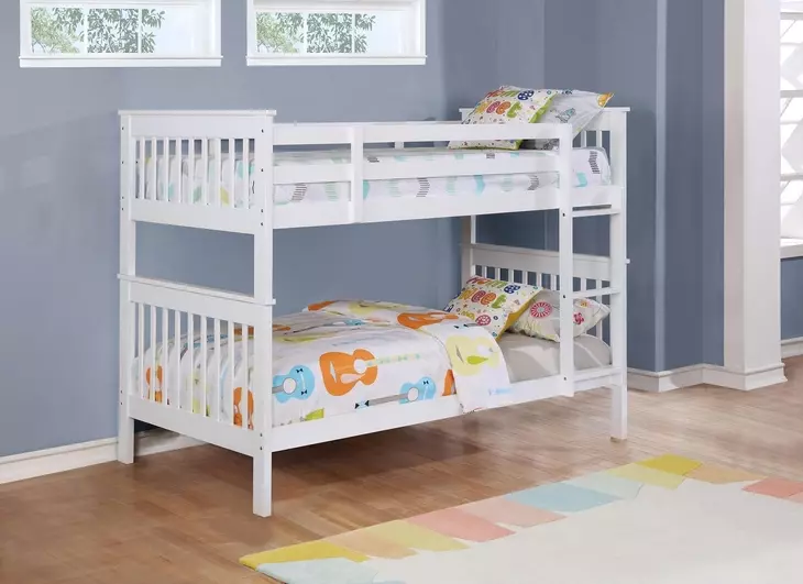Chapman White Twin Over Twin Bunk Bed with Matresses