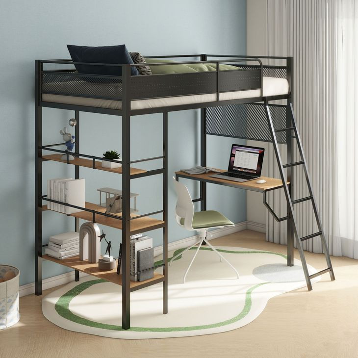 Campus Black and Brown Full Over Twin Workstation Bunk Bed