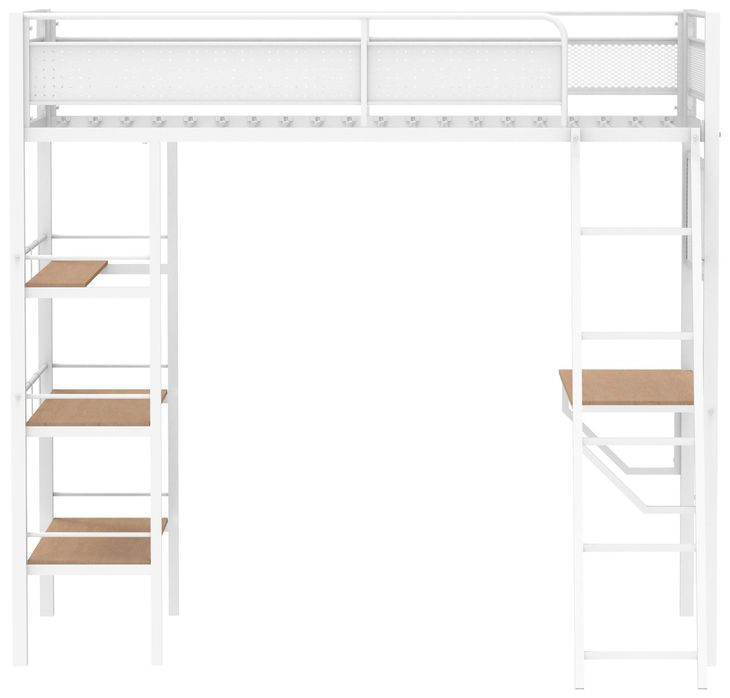Campus White and Brown Full Over Twin Workstation Bunk Bed
