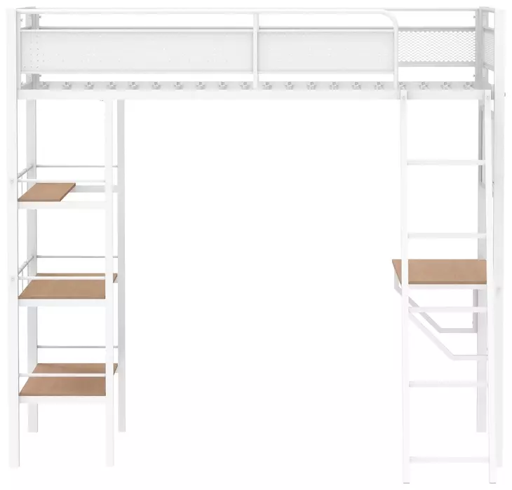 Campus White and Brown Full Over Twin Workstation Bunk Bed