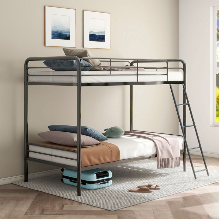 Carson Glossy Black Twin Over Twin Bunk Bed