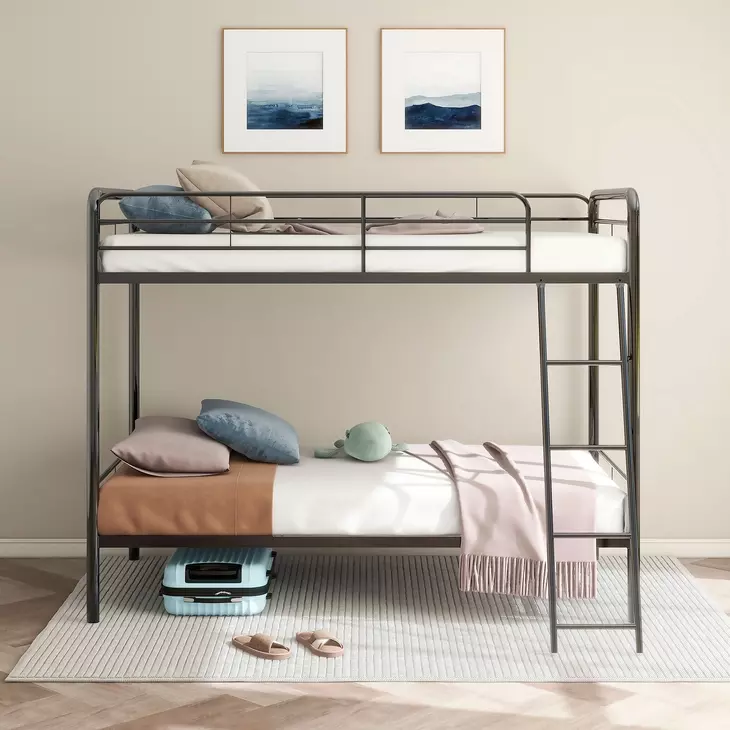 Carson Glossy Black Twin Over Twin Bunk Bed