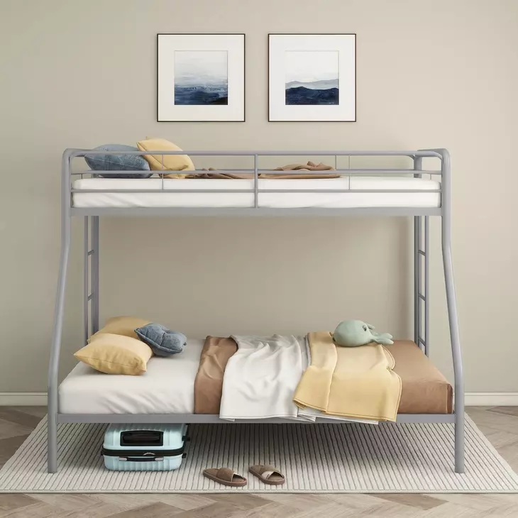 Carson Glossy Silver Twin Over Full Bunk Bed