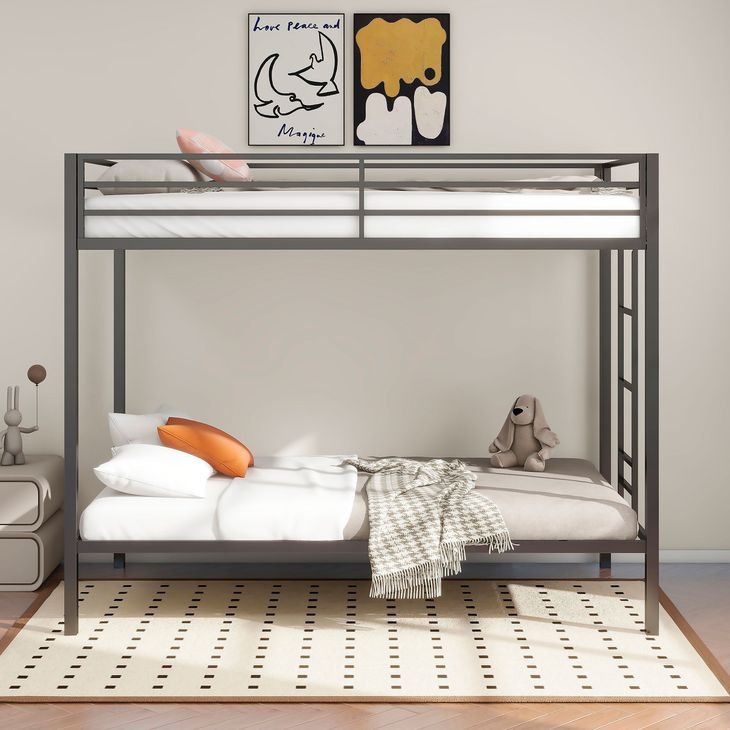 Alevera Black Twin Over Twin Bunk Bed