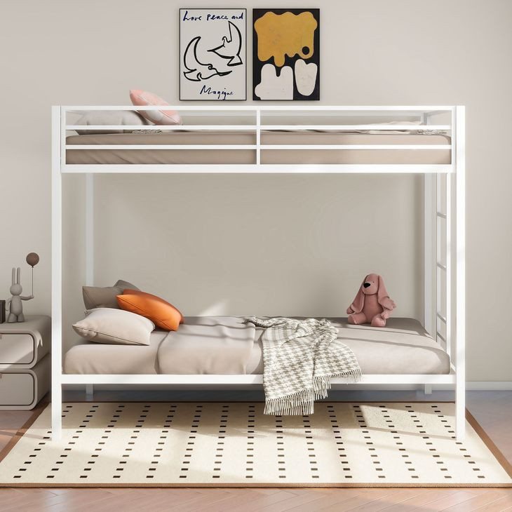Alevera White Twin Over Twin Bunk Bed