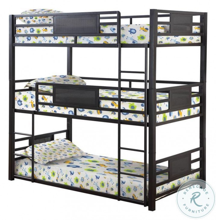 Rogen Dark Bronze Triple Twin Over Twin Bunk Bed from Coaster Coleman