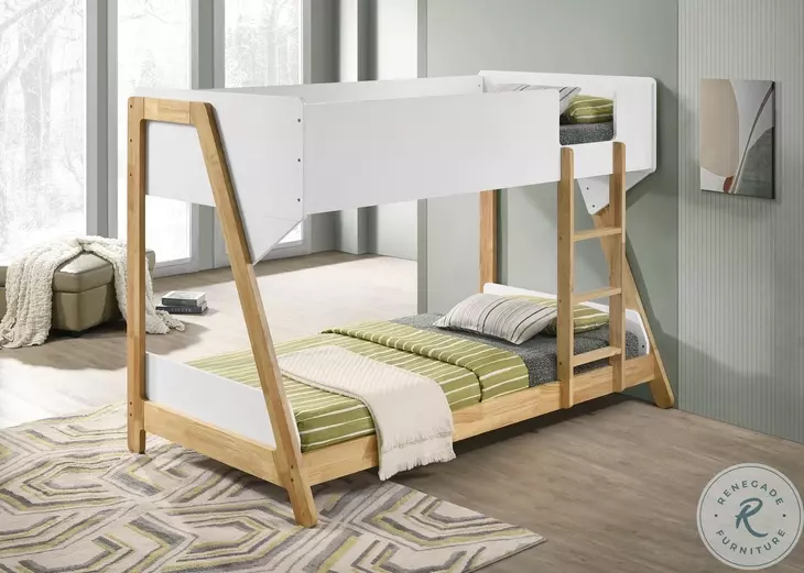 Wyatt White And Natural Twin Over Twin Bunk Bed