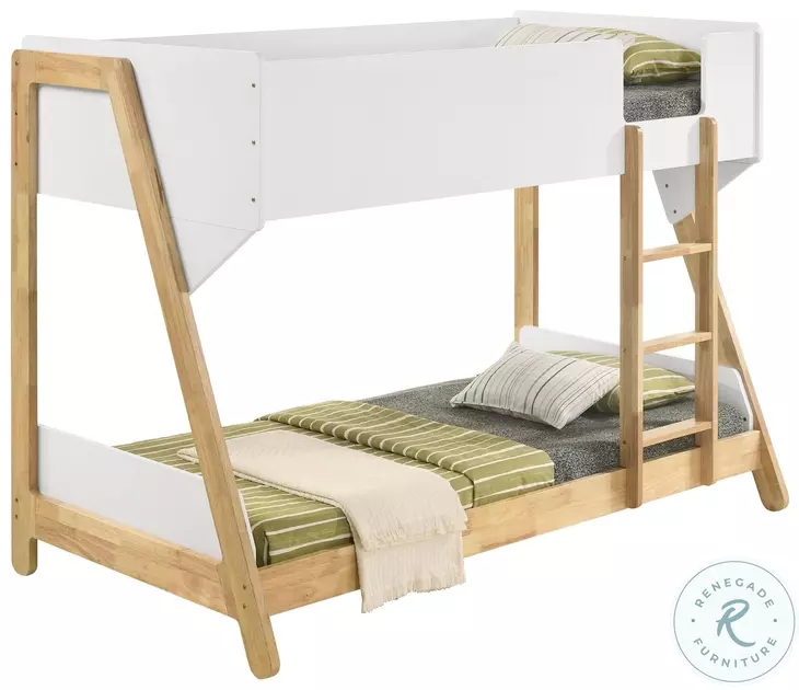 Wyatt White And Natural Twin Over Twin Bunk Bed
