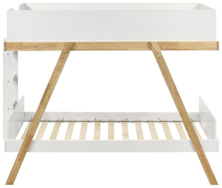 Frankie White And Natural Wooden Twin Over Twin Bunk Bed