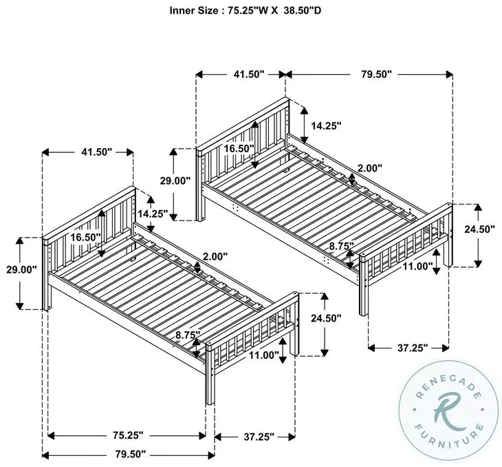 Dakota Natural Twin Over Twin Bunk Bed
