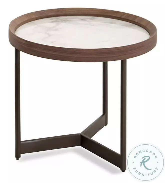 LP 462 Jazz White Ceramic Top And Rich Walnut End Table