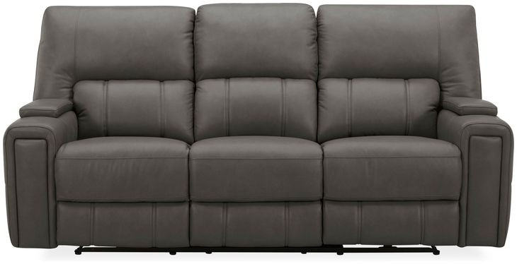Hudson Coal Leather Power Reclining Sofa with Power Headrest and Lumbar
