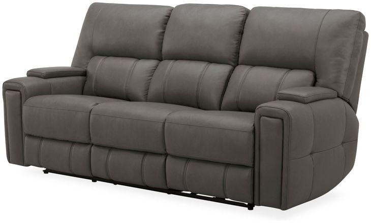 Hudson Coal Leather Power Reclining Sofa with Power Headrest and Lumbar