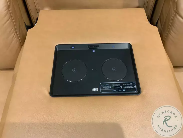 Hudson Oasis Butternut Leather Triple Power Reclining Living Room Set with BT Speakers and Drop Down Table