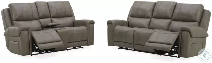 Burton Reno Charcoal Leather Triple Power Reclining Sofa with BT Speakers