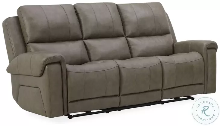 Burton Reno Charcoal Leather Triple Power Reclining Sofa with BT Speakers