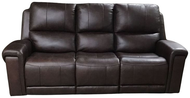 Burton Reno Walnut Leather Power Reclining Sofa with Power Headrest and Lumbar