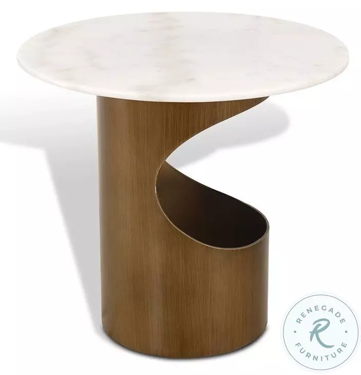 LP 469 White Marble And Antique Brass Occasional Table Set