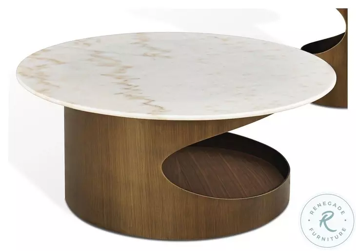 LP 469 White Marble And Antique Brass Coffee Table
