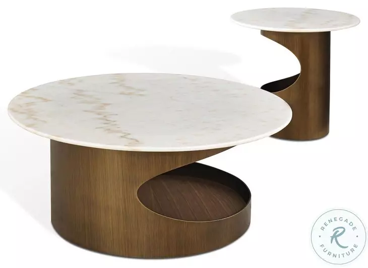 LP 469 White Marble And Antique Brass Coffee Table