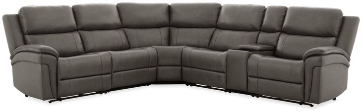 Spencer Lambert Granite Leather 6 Piece Modular Power Reclining Sectional with USB Charging