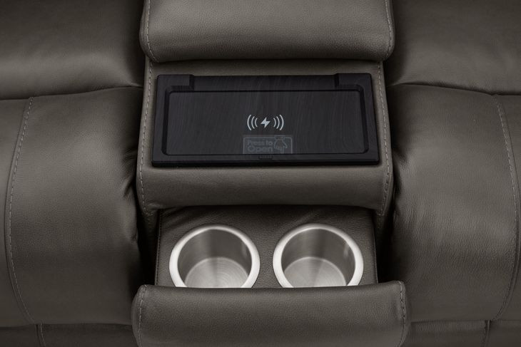 Spencer Lambert Granite Leather 6 Piece Modular Power Reclining Sectional with USB Charging