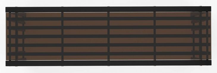 Pinstripe Dark Chocolate and Rich Walnut Rectangular Glass Top Console Table