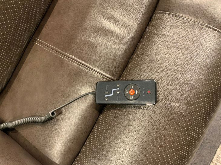 Keaton Chocolate Leather 81" Triple Power Massage Reclining Loveseat with USB Charging