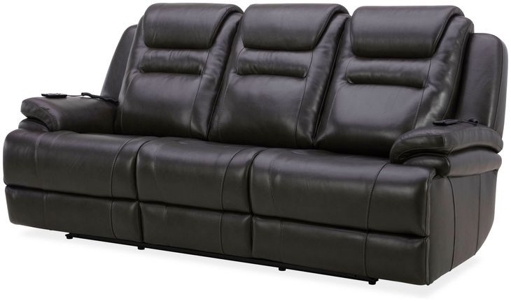 Keaton Chocolate Leather Triple Power Massage Reclining Living Room Set with USB Charging