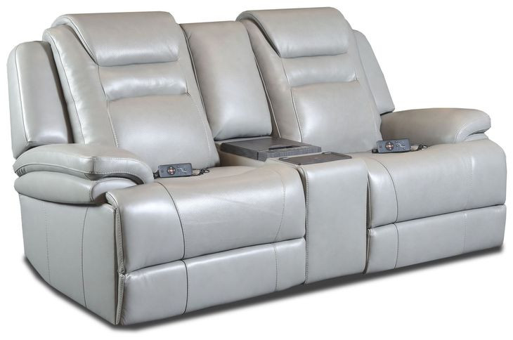 Keaton Gray Leather 81" Triple Power Massage Reclining Loveseat with USB Charging