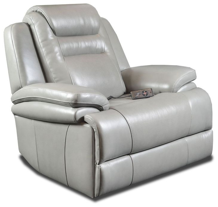 Keaton Gray Leather Triple Power Glider Recliner with USB Charging