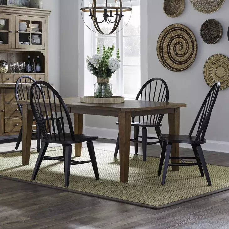 Stone Ridge Tobacco and Black 5 Piece Extendable Rectangular Dining Set
