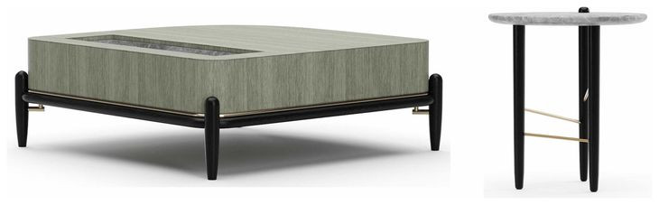 Madera Verdigris Koto and Modern Walnut Occasional Table Set