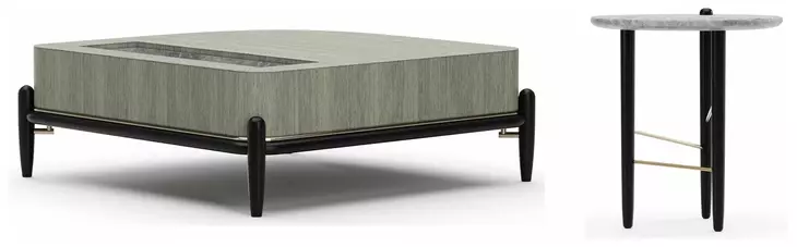 Madera Verdigris Koto and Modern Walnut Occasional Table Set