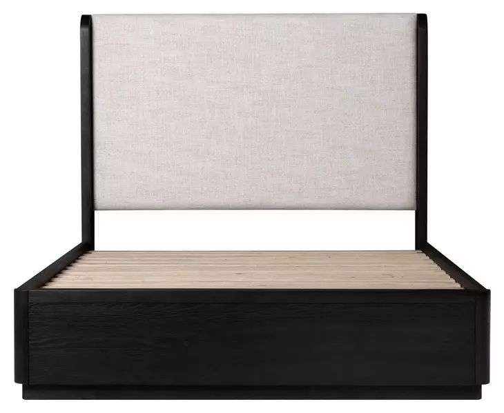 Modena Midnight Blue and Cream Full Upholstered Panel Bed