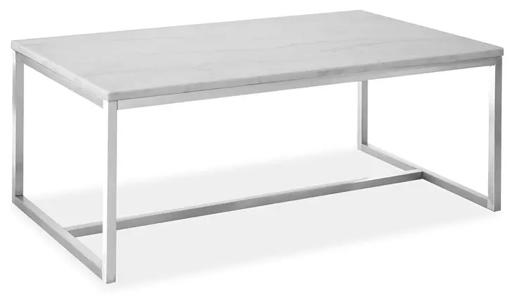 Isolde White and Brushed Nickel Rectangular Marble Top Cocktail Table