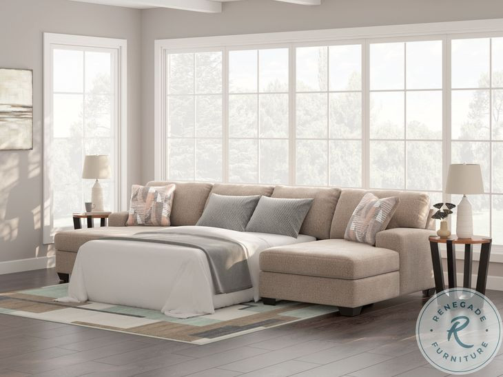 Seyler Lane Hemp 3 Piece Modular Double Chaise Sectional with Sleeper