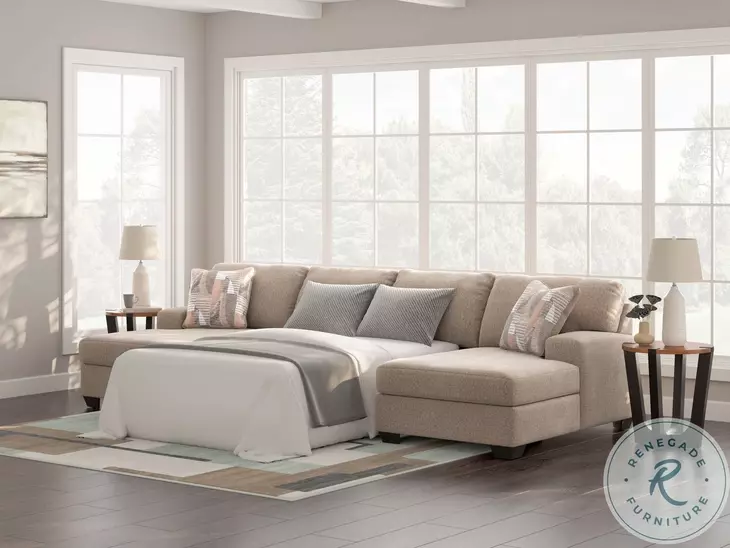 Seyler Lane Hemp 3 Piece Modular Double Chaise Sectional with Sleeper