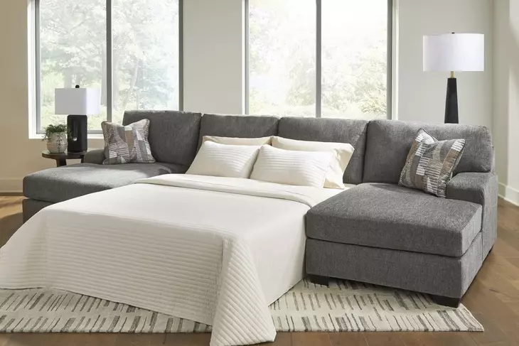 Revenna Greystone 3 Piece Modular Sleeper Sectional with Double Chaise