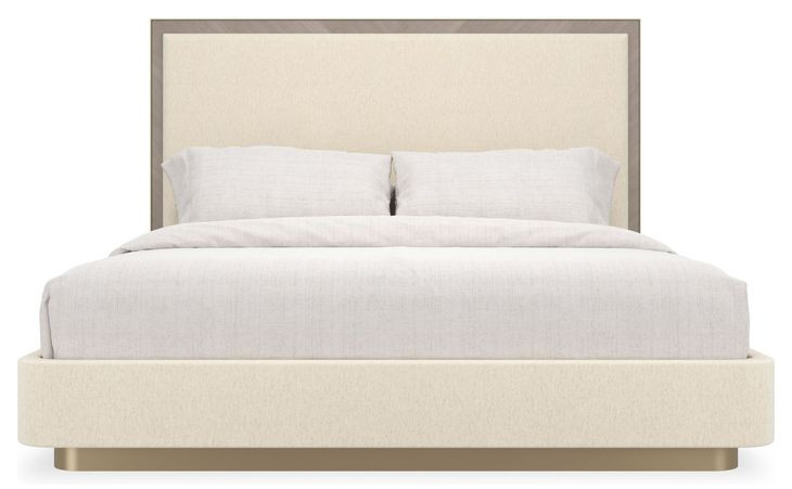 Anthology Beige and Dry Martini King Upholstered Panel Bed