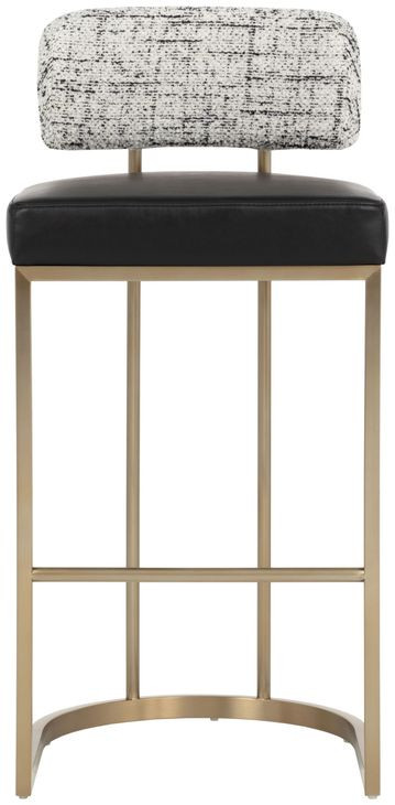 Larissa Bravo Black and Halton Birch Performance Fabric Bar Stool