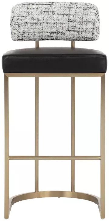 Sylvara Bravo Black and Halton Birch Performance Fabric Bar Stool