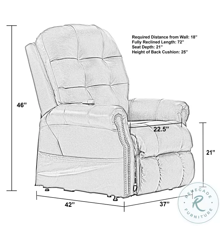 Madison Walnut Leather Lay Flat Power Lift Recliner