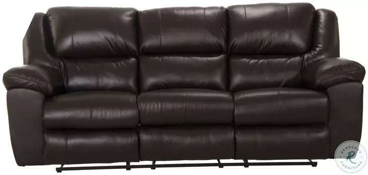 Transformer II Chocolate Italian Leather Match Reclining 90" Sofa with Drop Down Table