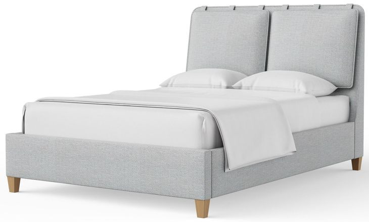 Pure Maple Syrup and Blue Mist Performance Fabric King Upholstered Panel Bed