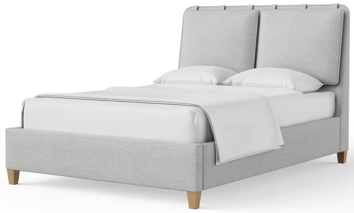 Pure Maple Syrup and Blue Mist Performance Fabric Queen Upholstered Panel Bed