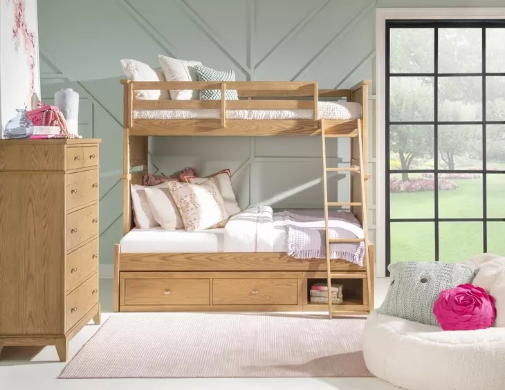Todays Traditions Natural Hickory Twin Over Full Bunk Bed