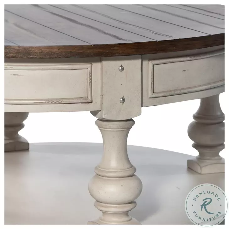 Morgan Creek Antique White Round Cocktail Table from Liberty