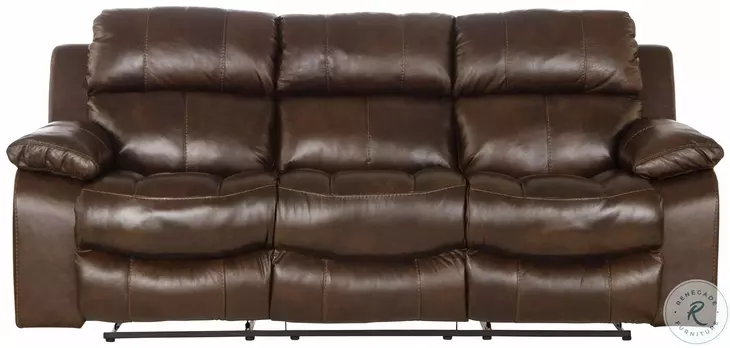 Positano Cocoa Leather Reclining 90" Sofa