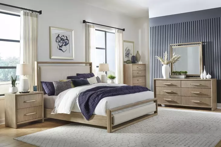 Arlington Nutmeg 6 Drawer Dresser and Rectangular Mirror